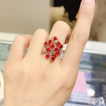 Nişan yüzüğü kadınlar için Tasarlanmış Gümüş 925 Doğal Kırmızı ve Mavi Hazine takı ücretsiz kargo orijinal butik