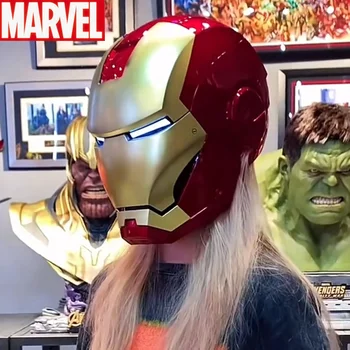 2023 Sıcak Marvel Avengers Demir adam kask Cosplay 1: 1 ışık Led Ironman maskesi Pvc aksiyon figürü oyuncakları çocuk yetişkin noel hediyesi