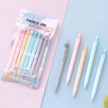 8 adet / takım Macaron Renk Kalemler Makaralı Tükenmez Kalem Yazma Marker Liner Hafif Renkler 0.5 mm Tükenmez Kalem Ofis Okul Malzemeleri