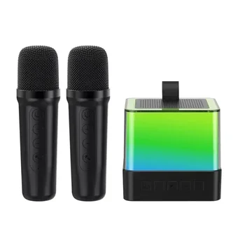 Mikrofon Karaoke Makinesi taşınabilir bluetooth'lu hoparlörler Yüksek Kaliteli Stereo RGB ortam ışığı Taşınabilir Hoparlörler Açık ev için