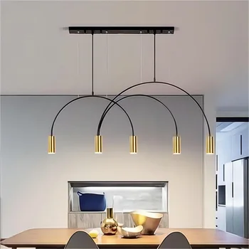 Iskandinav restoran masa / Bar / oturma odası avize yarı dairesel çizgi tasarım Minimalist lüks LED ark köprü yaratıcı ışık