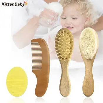1 Adet Ahşap Saplı Bebek Saç Fırçası Çocuk Küçük Tarak Doğal Yumuşak Kıllar Yenidoğan Saç Fırçası Baş Masajı