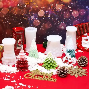 Noel Ağacı Mum Kalıp çikolatalı kek El Yapımı Sabun Alçı Reçine Alçı silikon kalıp Ev Düğün Dekorasyon Süs